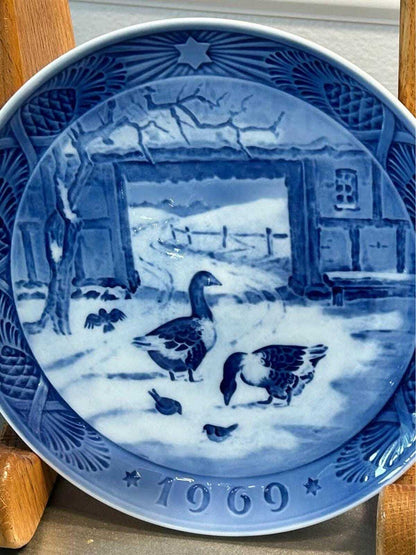 Royal Copenhagen 1969 Christmas Plate, In The Old Farmyard by Kaj Lange