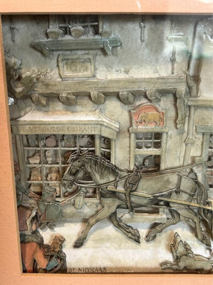 Vintage Anton Pieck 3D Shadow Box St. Nicolaas Winter Scene 1970s
