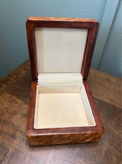 Vintage Italian Tooled Leather Trinket Box with Alchemist Bas-Relief