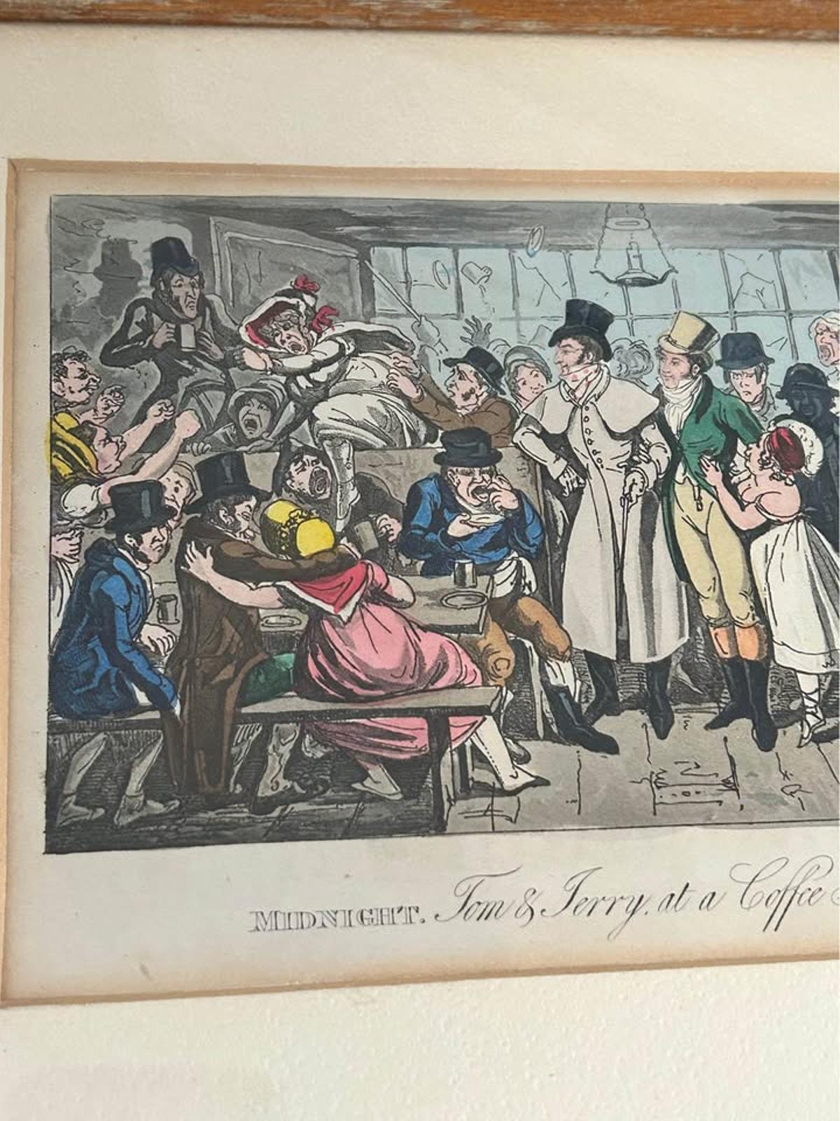 Antique 1821 I.R. & G. Cruikshank Life in London Aquatint Satirical Prints