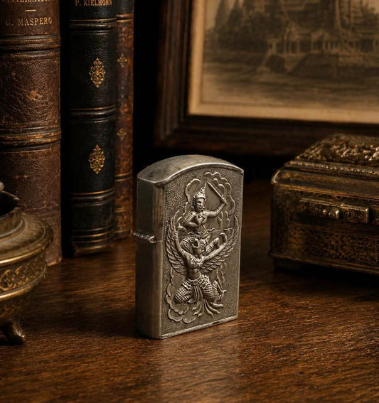 Vintage Siam Sterling Silver Repoussé Lighter Case Hanuman Ramakien