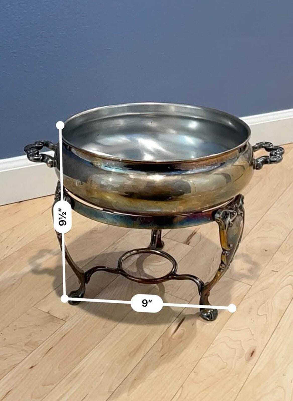 Vintage Silver Plated Chafing Dish – Victorian Revival Warming Stand