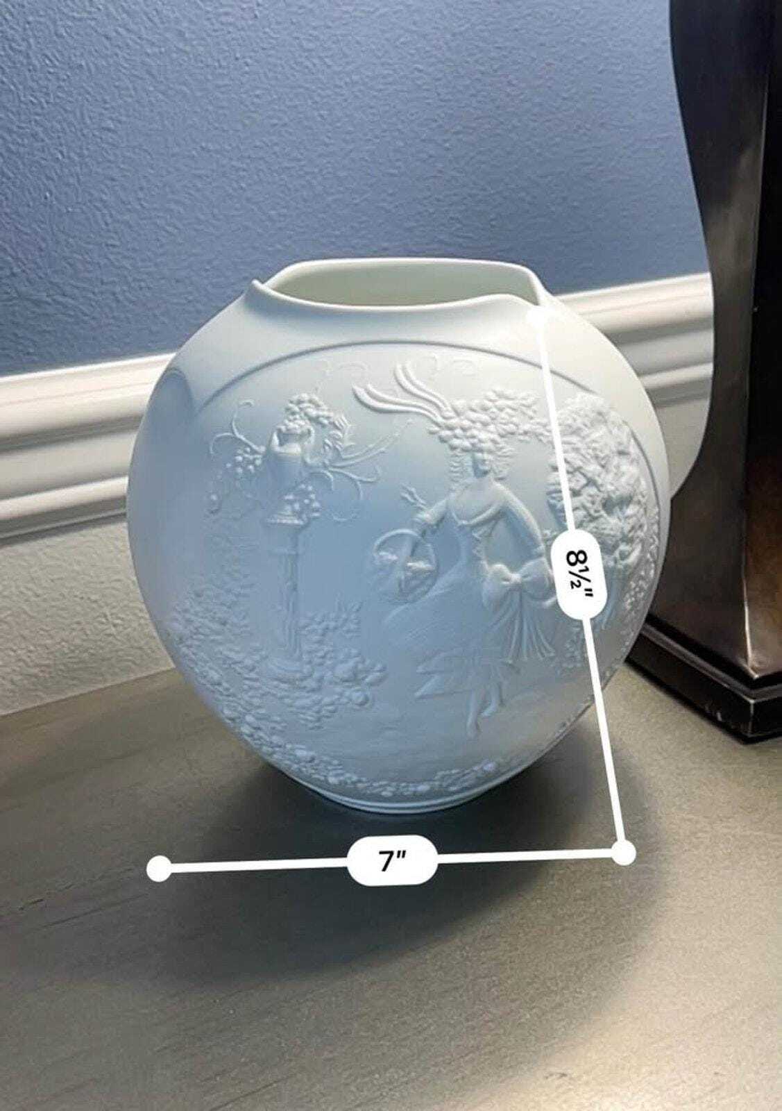 Kaiser Germany Manfred Frey White Bisque Relief Globe Vase | Model 0318