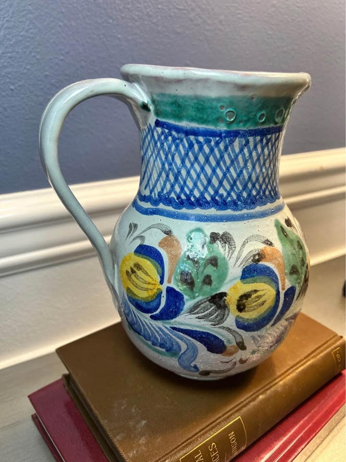 Gto. Mex. Hand-Painted Artisan Pitcher - Guanajuato Folk Art