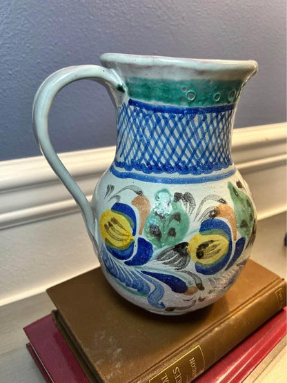 Gto. Mex. Hand-Painted Artisan Pitcher - Guanajuato Folk Art