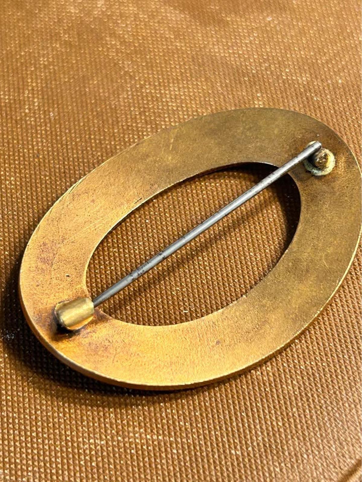 Antique Art Nouveau Suffragette Guilloche Enamel Hand Painted Violet Sash Brooch