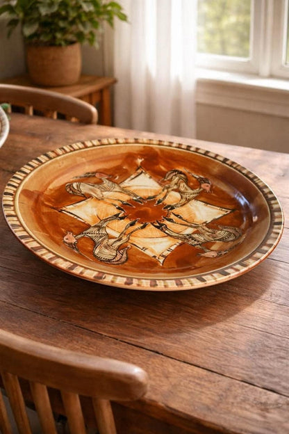 Monique Abatt Signed Studio Pottery Bowl – Hand-Painted Gazelle Motif, Mid-Century Ceramic Art