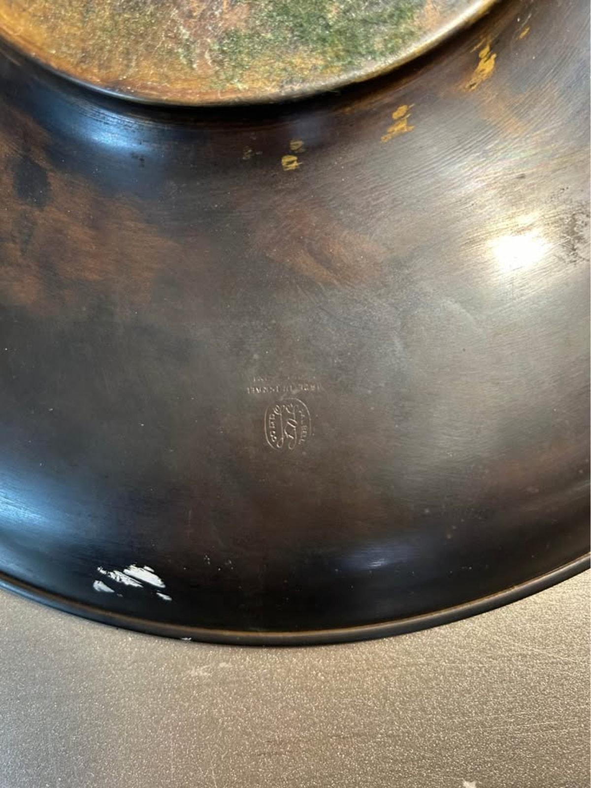 Pal-Bell Israel Mid-Century Bronze Patina Plate "Sowers in Tears"