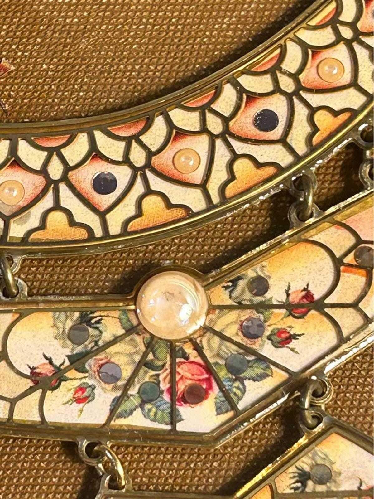 Vintage Michal Negrin Neo-Victorian Floral Crystal Statement Bib Necklace