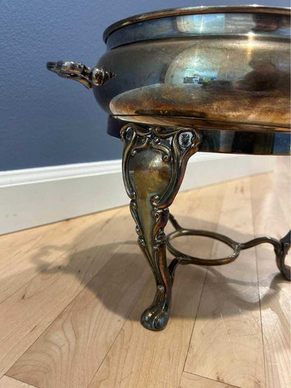 Vintage Silver Plated Chafing Dish – Victorian Revival Warming Stand
