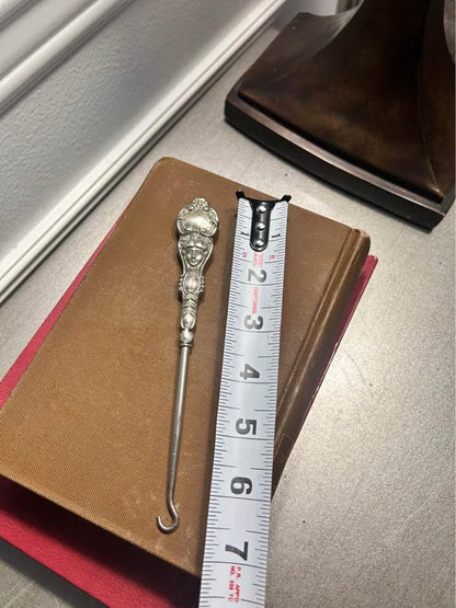 Antique Art Nouveau Sterling Silver Lady Portrait Button Hook