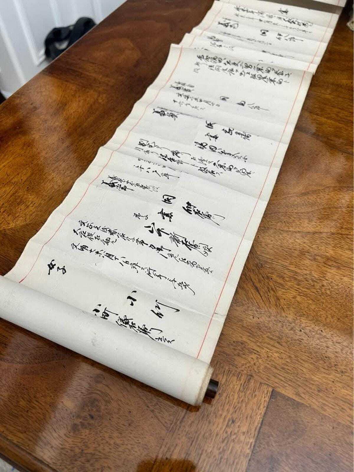 Antique Edo Period Japanese Makimono Scroll Sakai Clan Samurai Roster