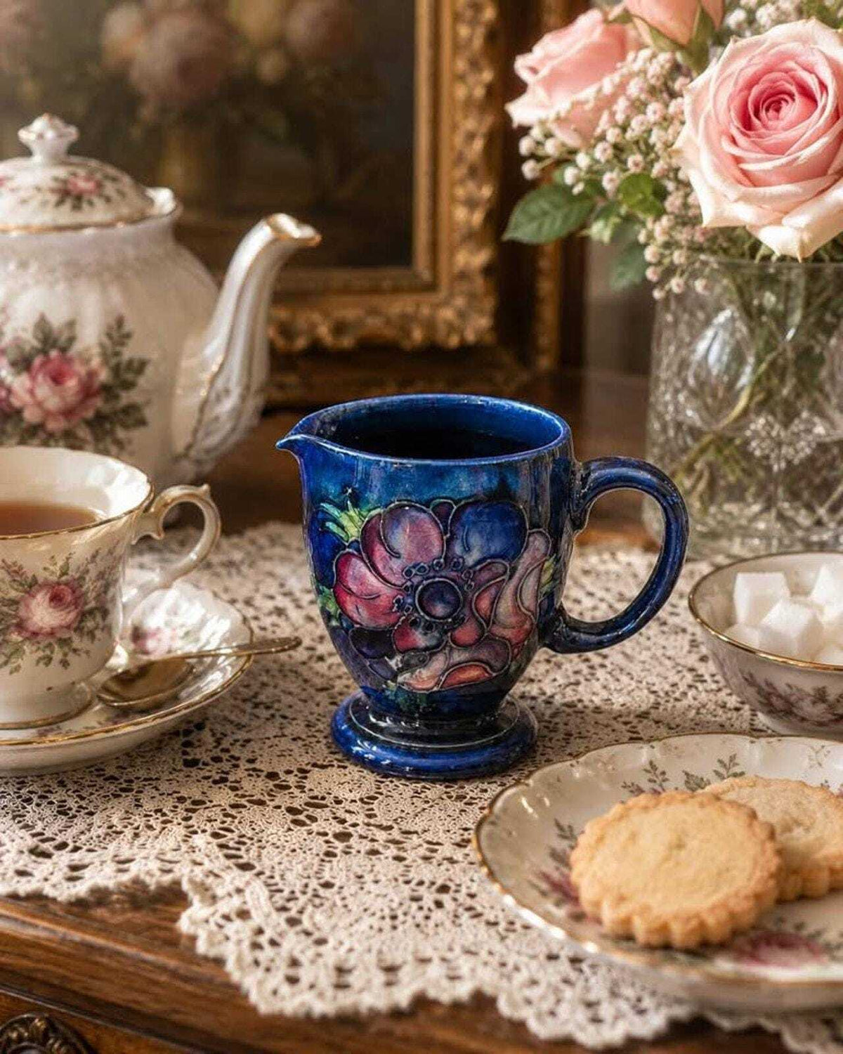 Vintage Moorcroft Pottery Anemone Pattern Small Creamer Jug
