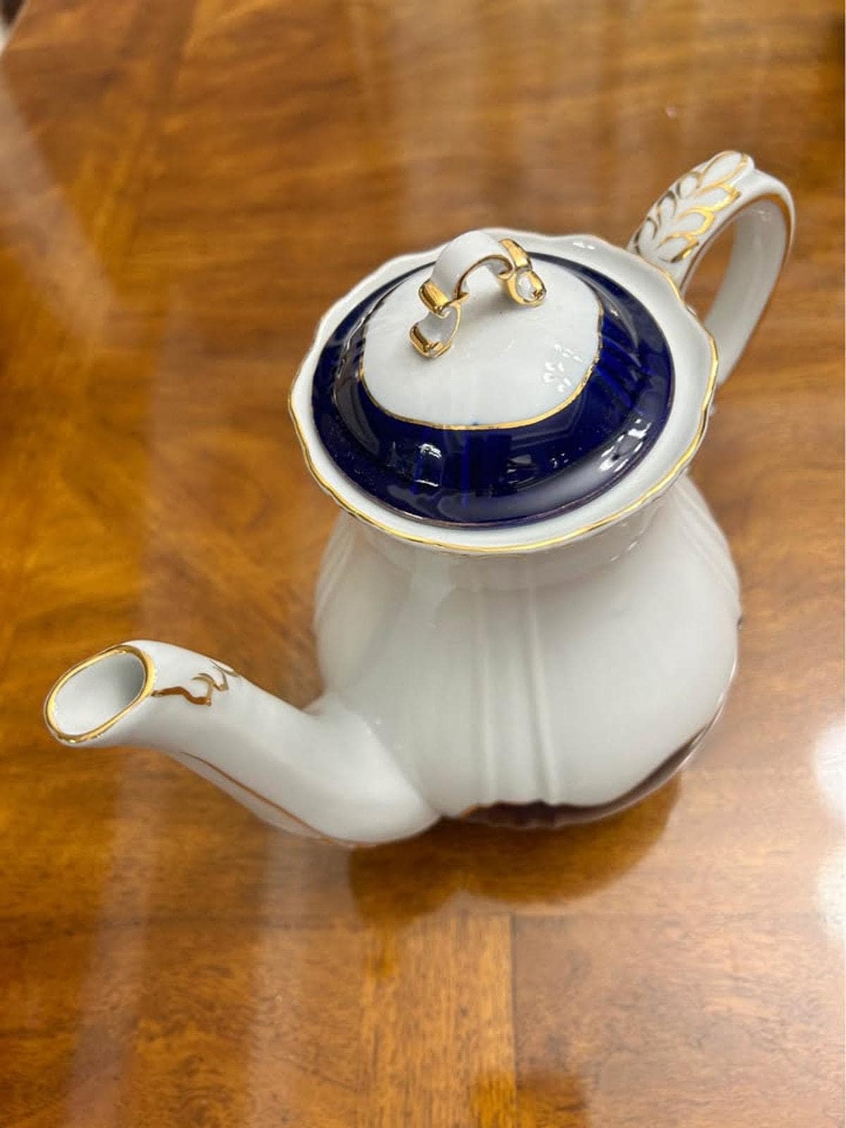 Vintage Zsolnay Pécs Hungary Cobalt Blue & Gold Porcelain Coffee Pot