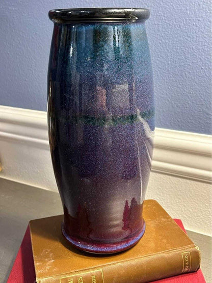 Terry Grimley Signed Seattle Studio Pottery Vase - Galaxy Glaze - 10"