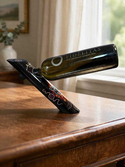 Australian Hand-Painted "Gravity" Wine Bottle Holder - Kangaroo Motif