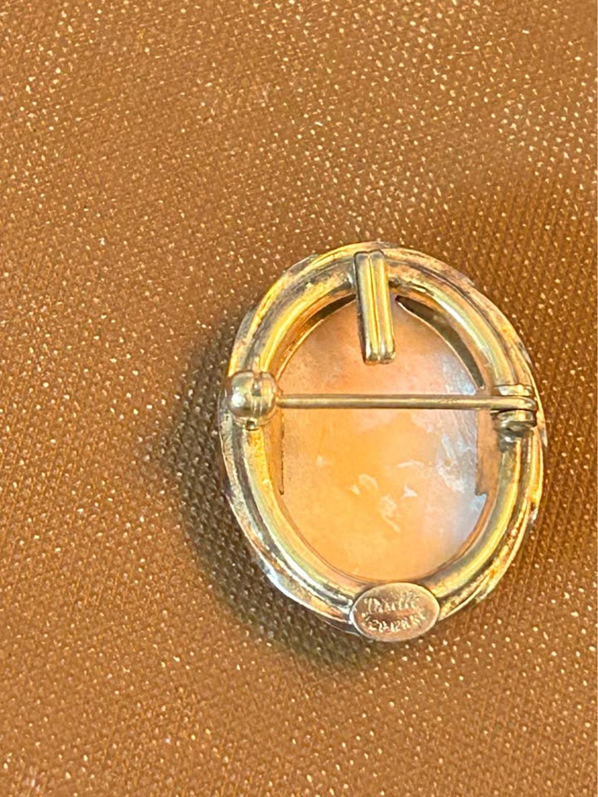 Vintage Divelle 1/20 12K Gold Filled Carved Shell Cameo Brooch and Pendant