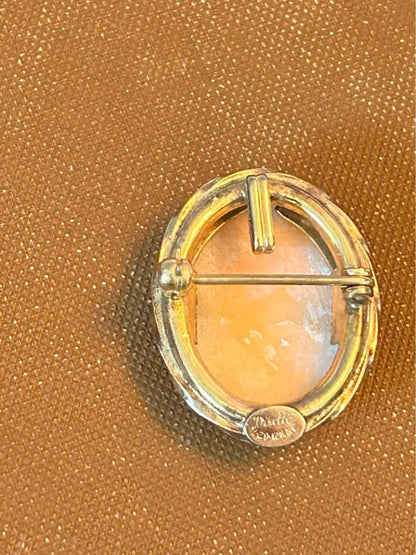 Vintage Divelle 1/20 12K Gold Filled Carved Shell Cameo Brooch and Pendant