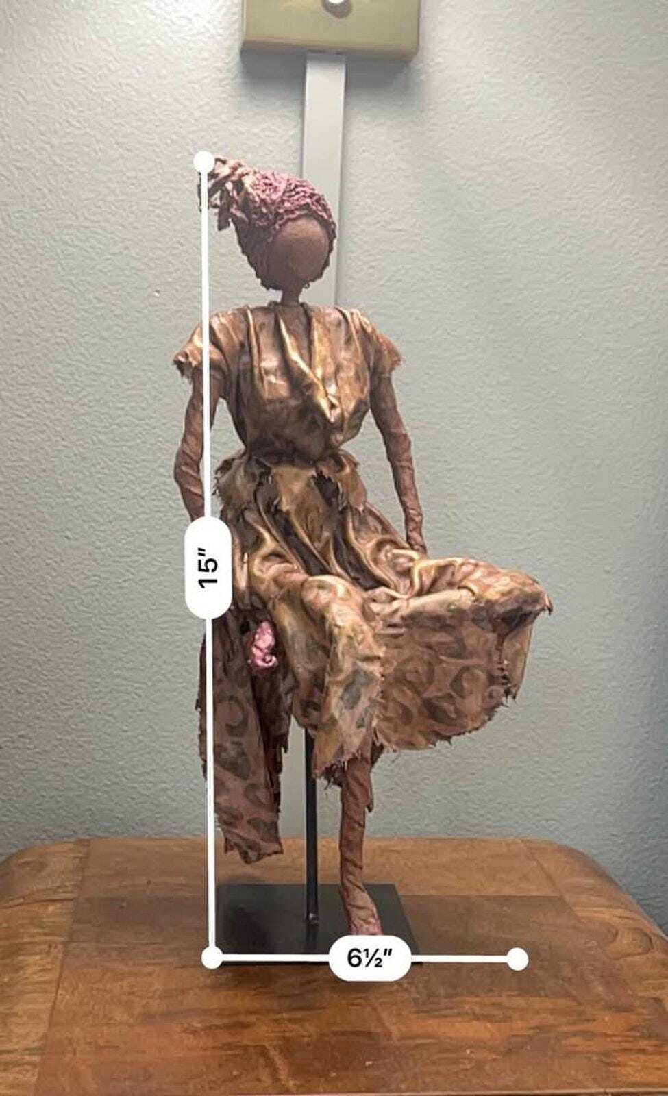 Seated Figure in Leopard Print - 15" Paverpol Textile Sculpture