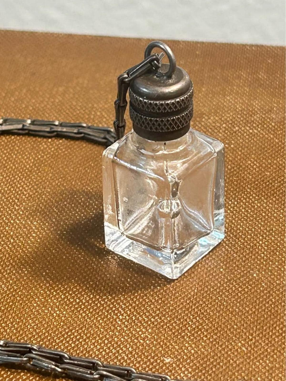 Vintage LVP France La Vie Parisienne Clear Glass Miniature Perfume Bottle Necklace