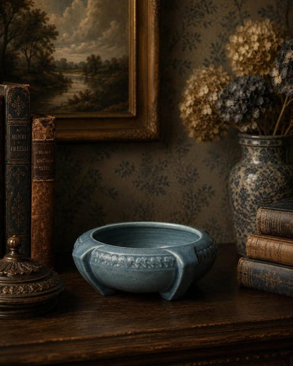 Antique Rookwood Pottery Matte Blue Buttress Bowl Shape 1265