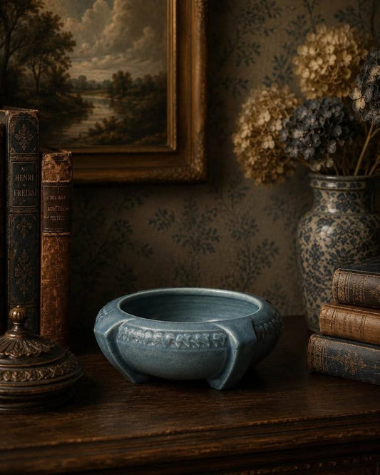 Antique Rookwood Pottery Matte Blue Buttress Bowl Shape 1265