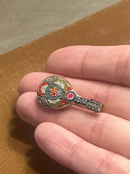 Vintage Italian Micro Mosaic Mandolin Brooch