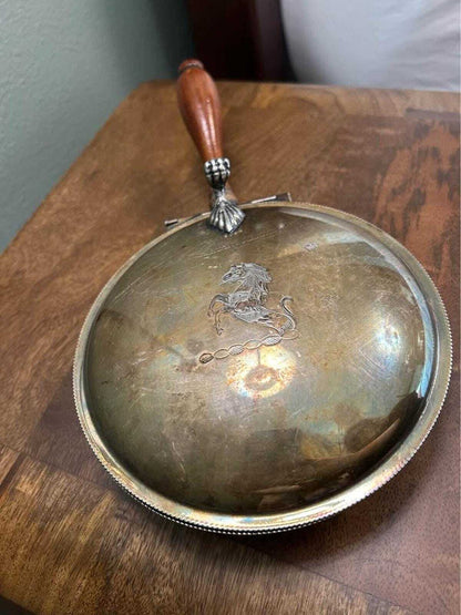Rare Benedict Mfg. Co. Silver Plate Silent Butler with Engraved Heraldic Crest