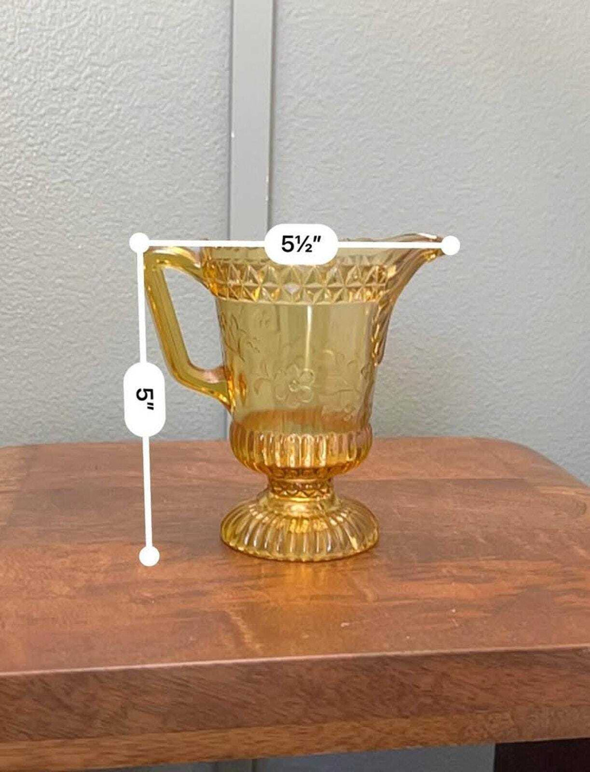 Adams Wildflower Pattern Amber Glass Pitcher and Covered Sweetmeat Set