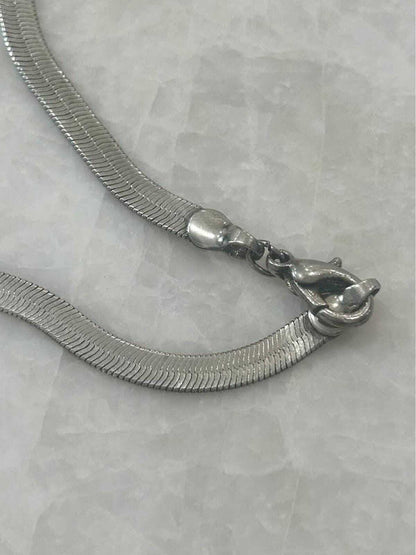 Sterling Silver Herringbone Bracelet Vintage 925 Flat Snake Chain 8 Inch