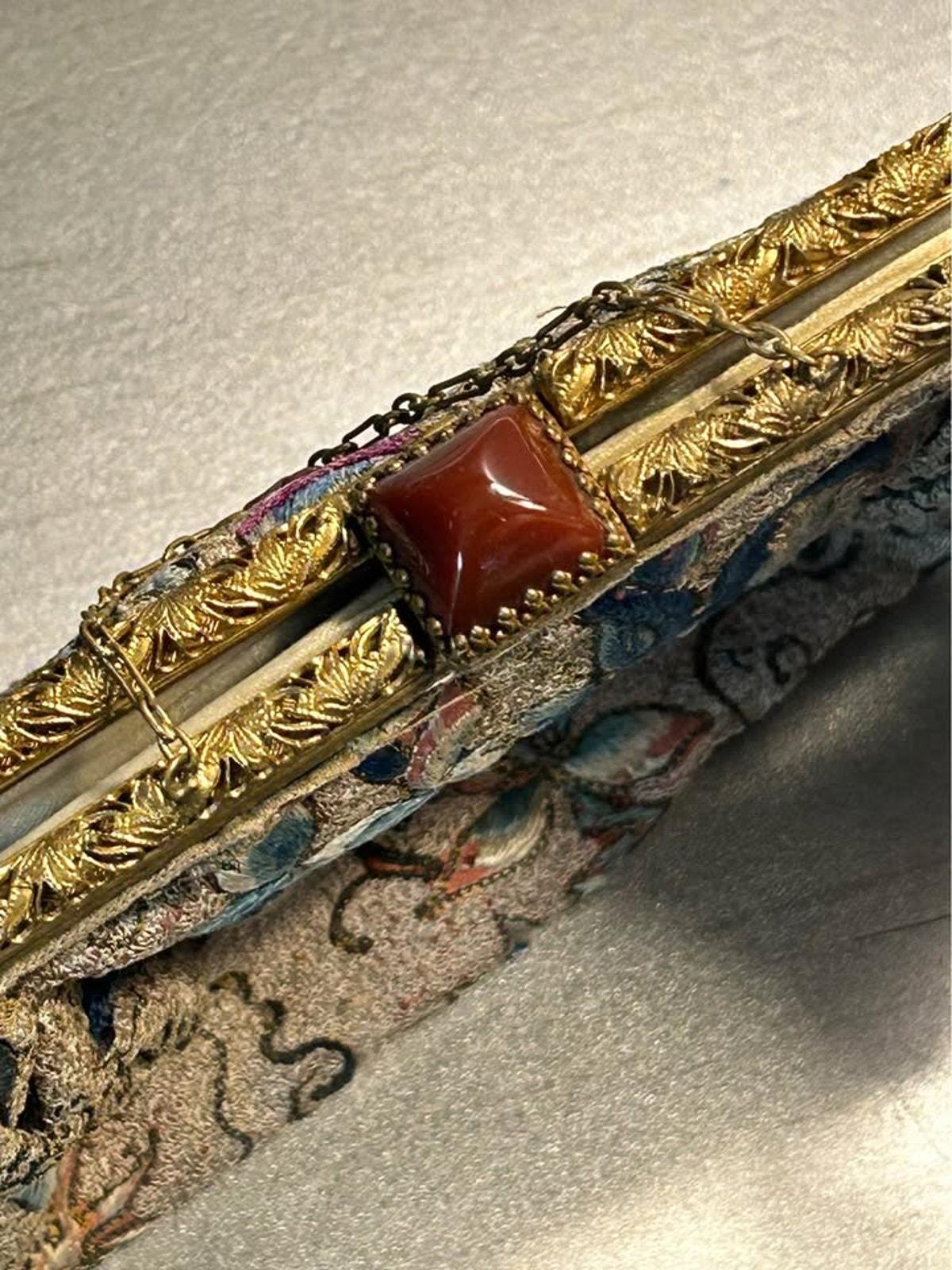 Antique French Chinoiserie Embroidered Art Deco Purse with Clasp