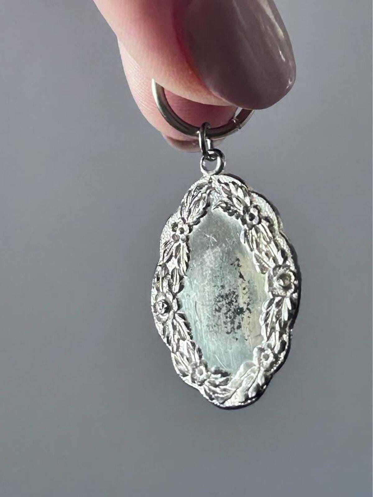 Antique S. Kirk & Son Sterling Silver Floral Repousse Keychain Tag