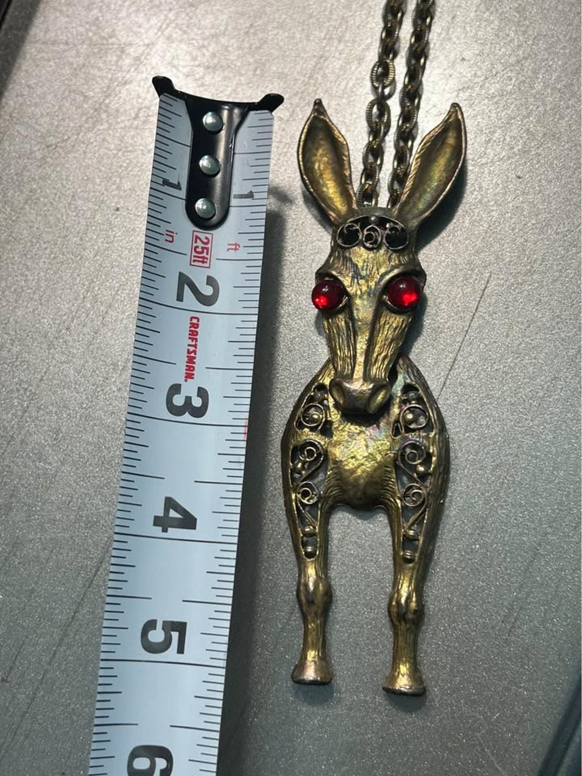 Juliana DeLizza & Elster Articulated Donkey Pendant Necklace, Vintage 1960s