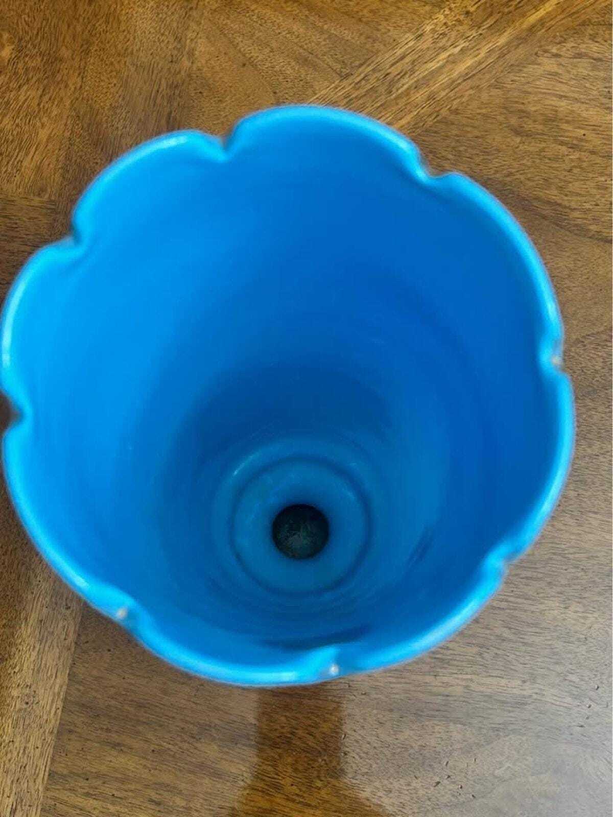 Antique Victorian Bristol Blue Glass Hand-Painted Enamel Floral Vase