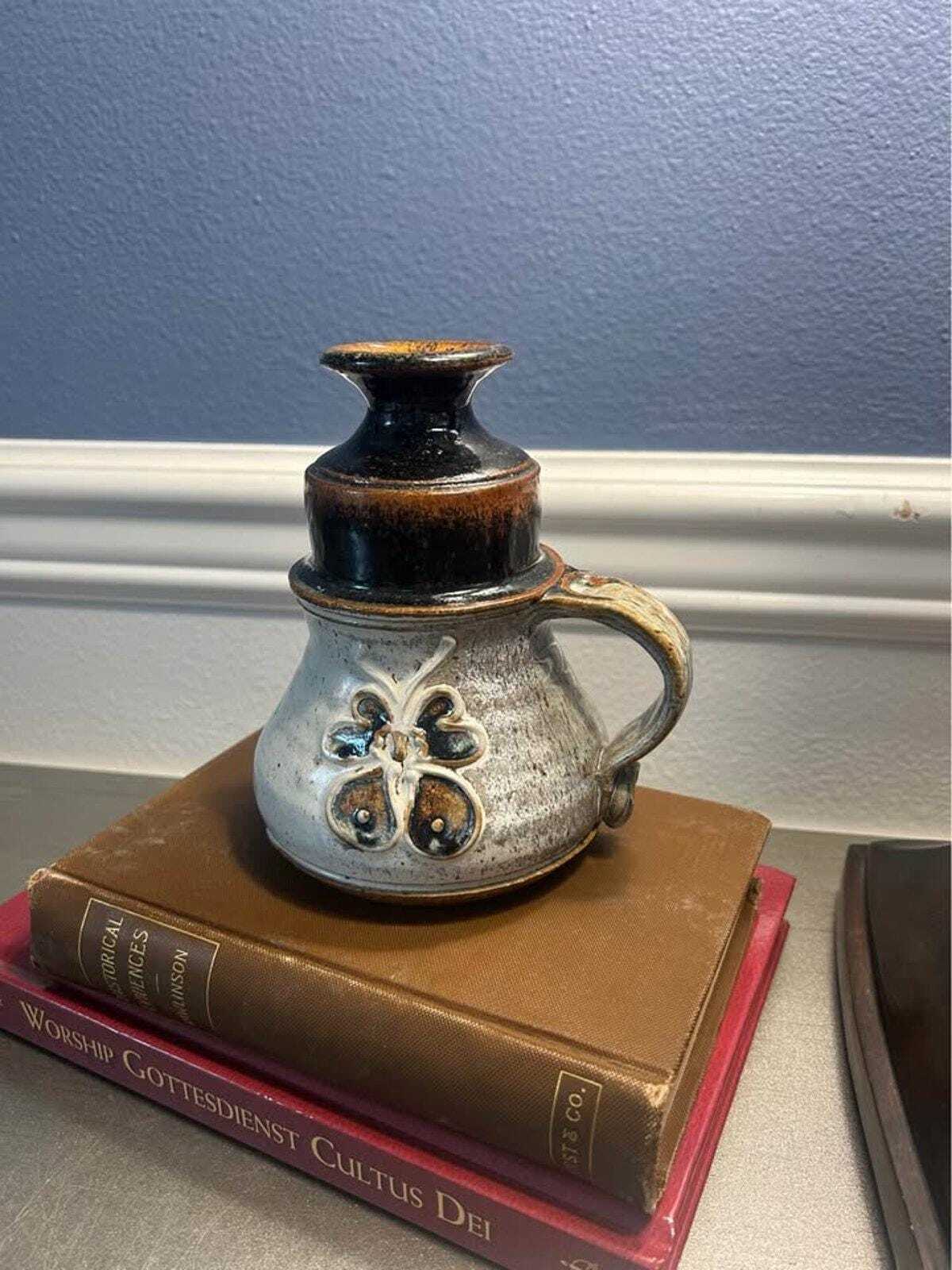 Bueran 1983 Hand-Thrown Studio Pottery Jar with Butterfly Motif