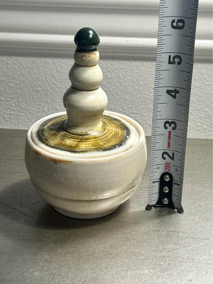 Studio Pottery 3 Piece Set - Lidded Canister Crock and Vessel, Hand Carved Ceramic Art