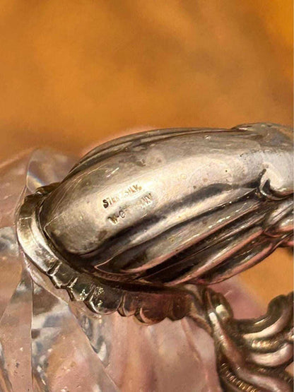 Vintage West German Sterling Silver and Cut Crystal Articulated Swan Salt Cellar