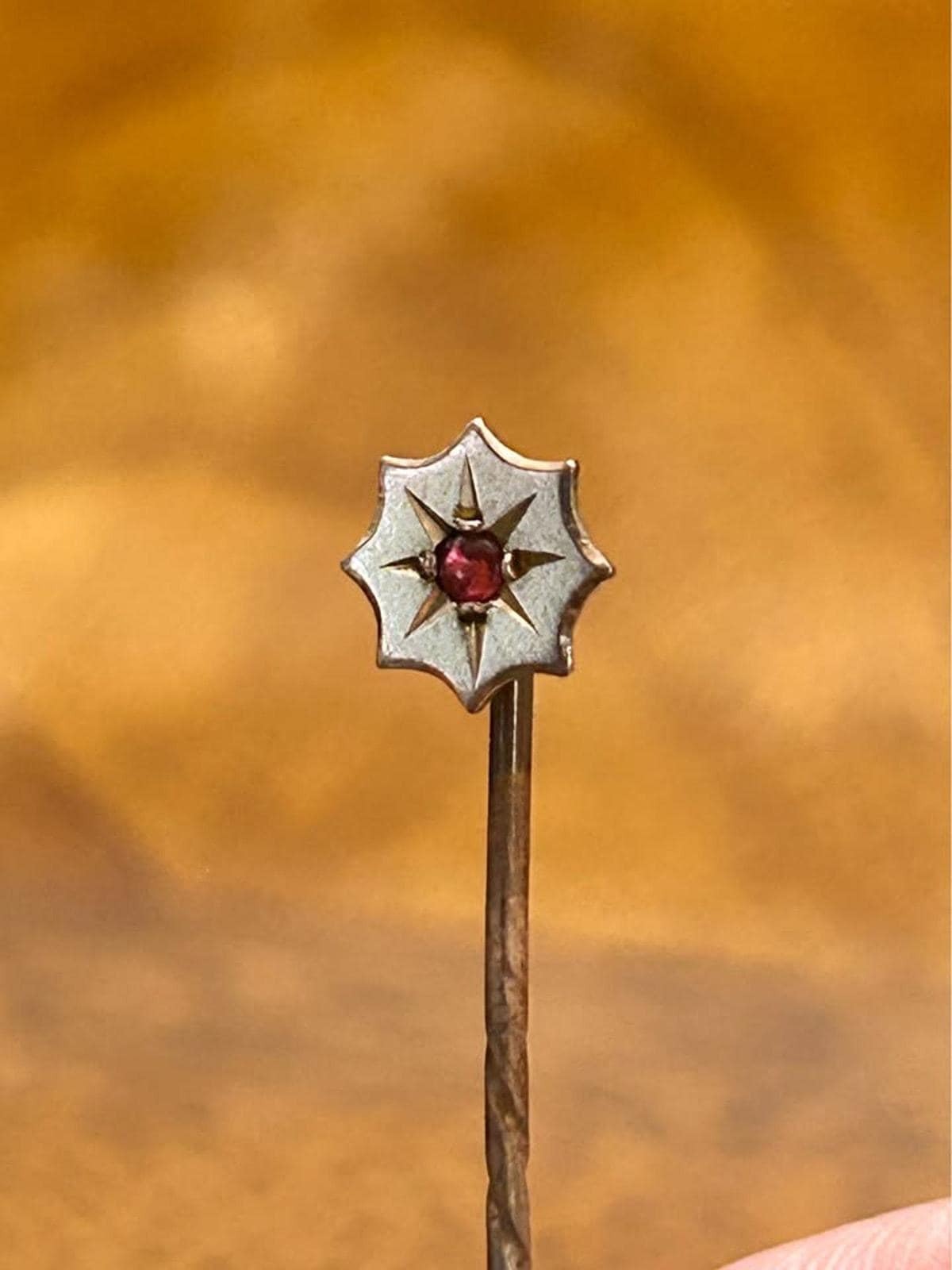 Antique 9ct Gold and Garnet Star Stick Pin, Victorian Edwardian Tie Pin