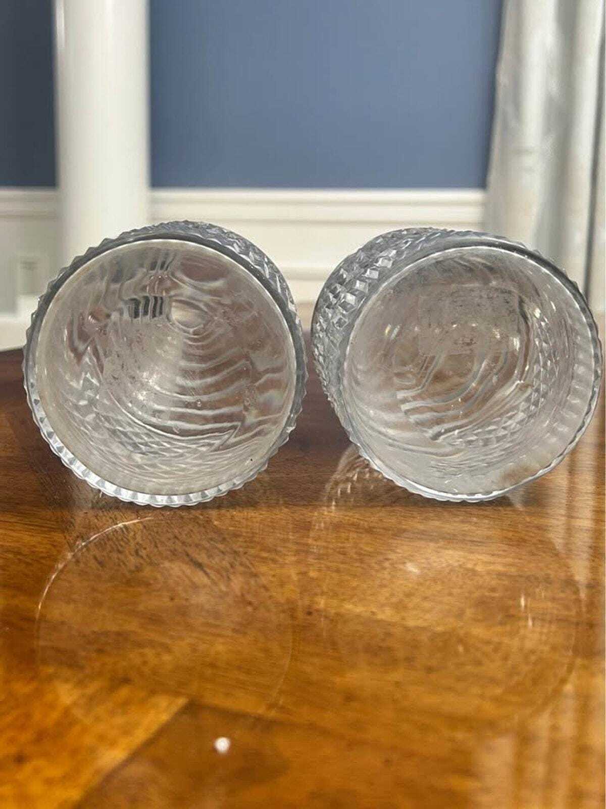 Vintage Cut Crystal Step-Neck Decanter Pair | Anglo-Irish Georgian Style Barware