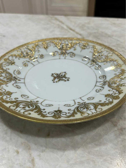 Antique SNB Nagoya Nippon Porcelain Plate Heavy Gold Gilt and Raised Beading