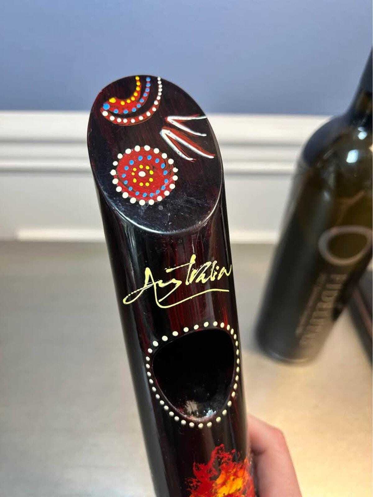 Australian Hand-Painted "Gravity" Wine Bottle Holder - Kangaroo Motif