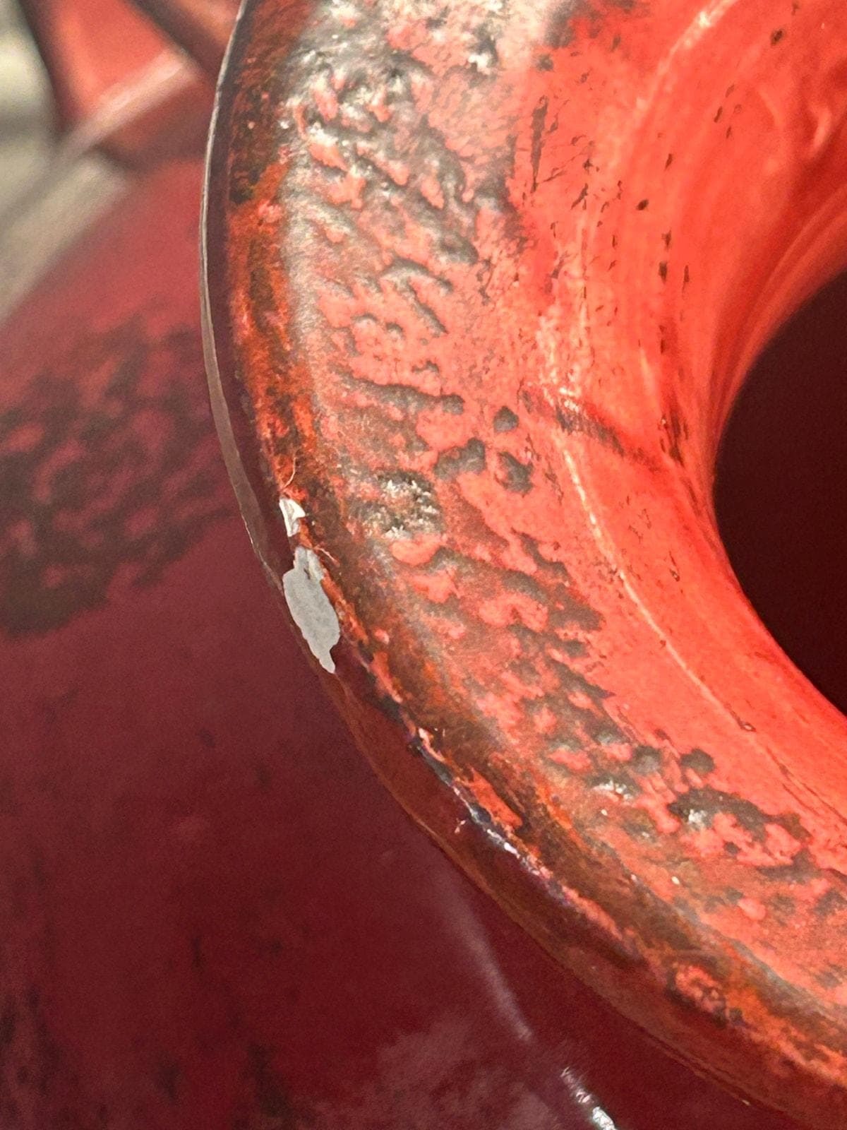Large Distressed Red Italian Art Pottery Vase