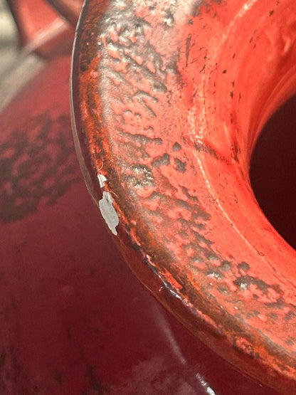 Large Distressed Red Italian Art Pottery Vase