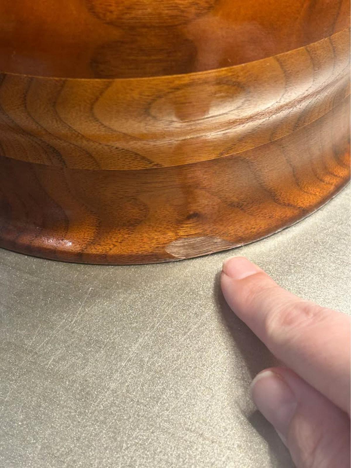Mid Century Modern Hand Turned Danish Teak Sculptural Bowl - Heavy Weighted Base