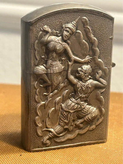 Vintage Siam Sterling Silver Repoussé Lighter Case Hanuman Ramakien
