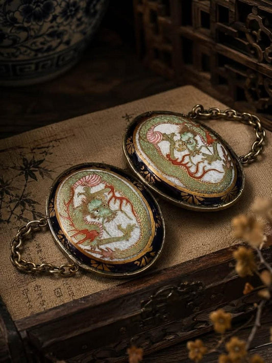 Antique Meiji Period Japanese Satsuma Dragon Belt Buckle