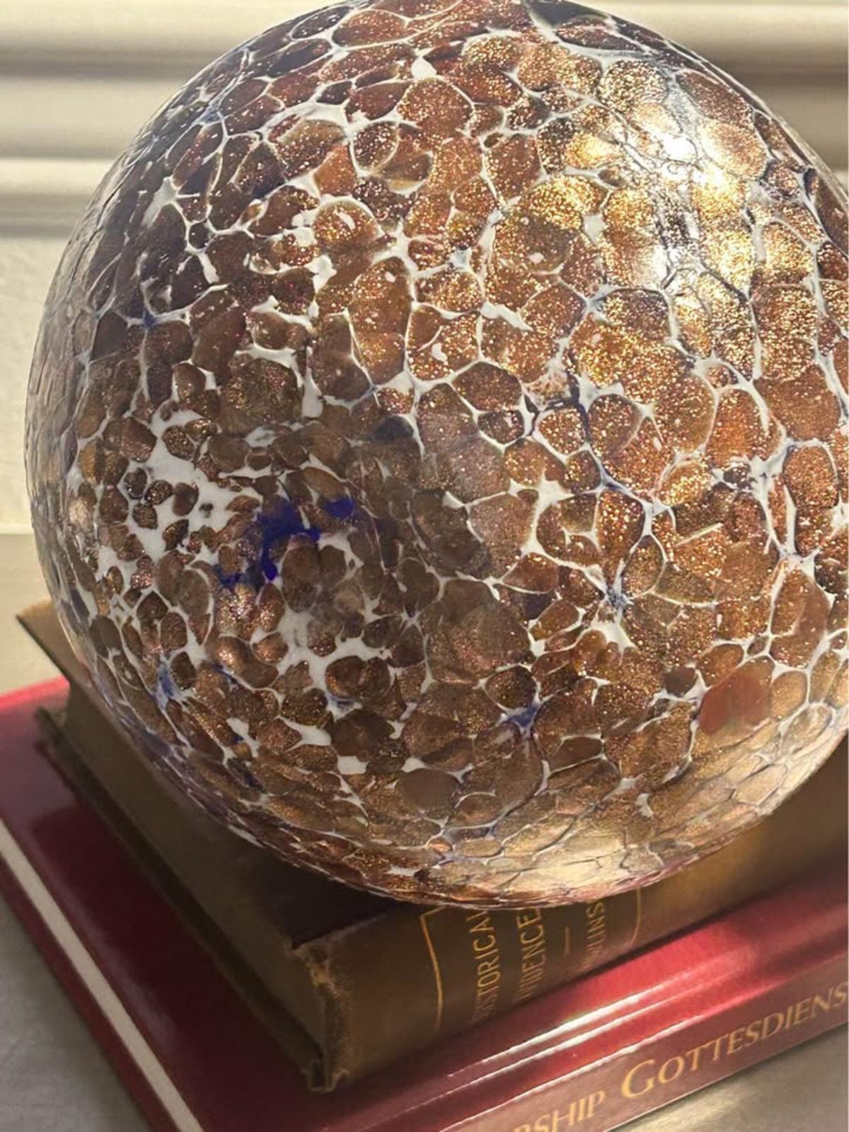 Vintage Cobalt Blue and Gold Aventurine Cased Art Glass Two Handled Amphora Urn Vase