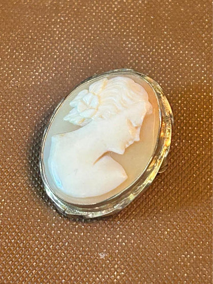 Vintage Divelle 1/20 12K Gold Filled Carved Shell Cameo Brooch and Pendant