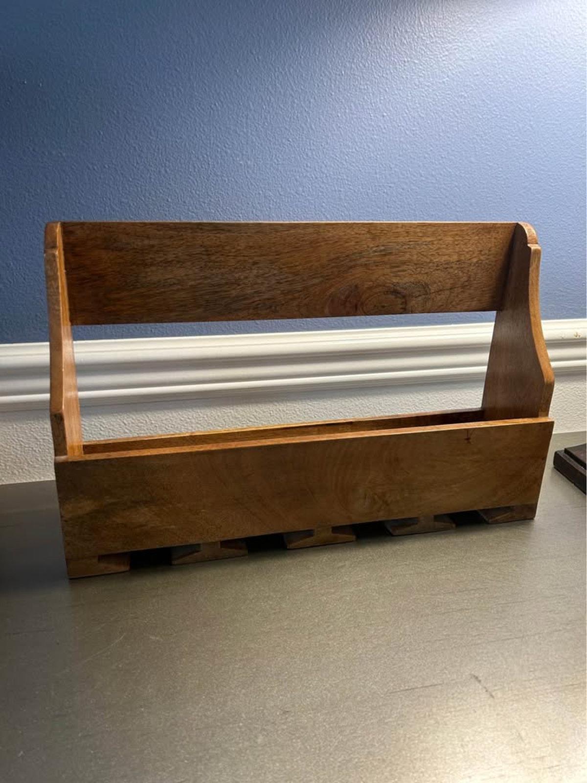 Handcrafted Mango Wood Wall-Mounted Wine Rack & Glass Holder