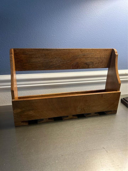 Handcrafted Mango Wood Wall-Mounted Wine Rack & Glass Holder
